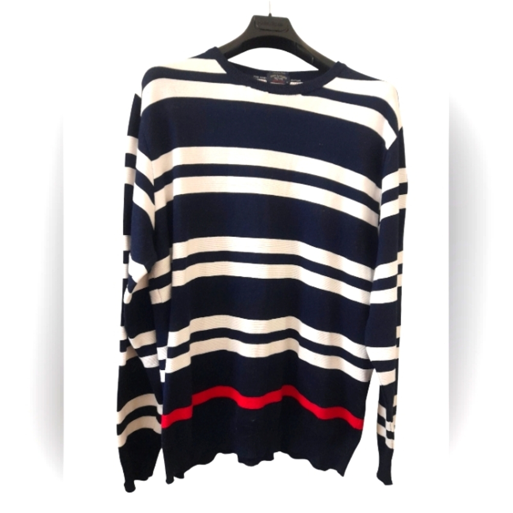 Paul & Shark Navy, White & Red Striped Crewneck Sweater